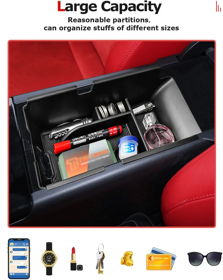 GZXinWei Center Console Armrest Storage Box Insert Organizer Tray Model Storage Box For 8th Gen Toyota Camry 2018-2023