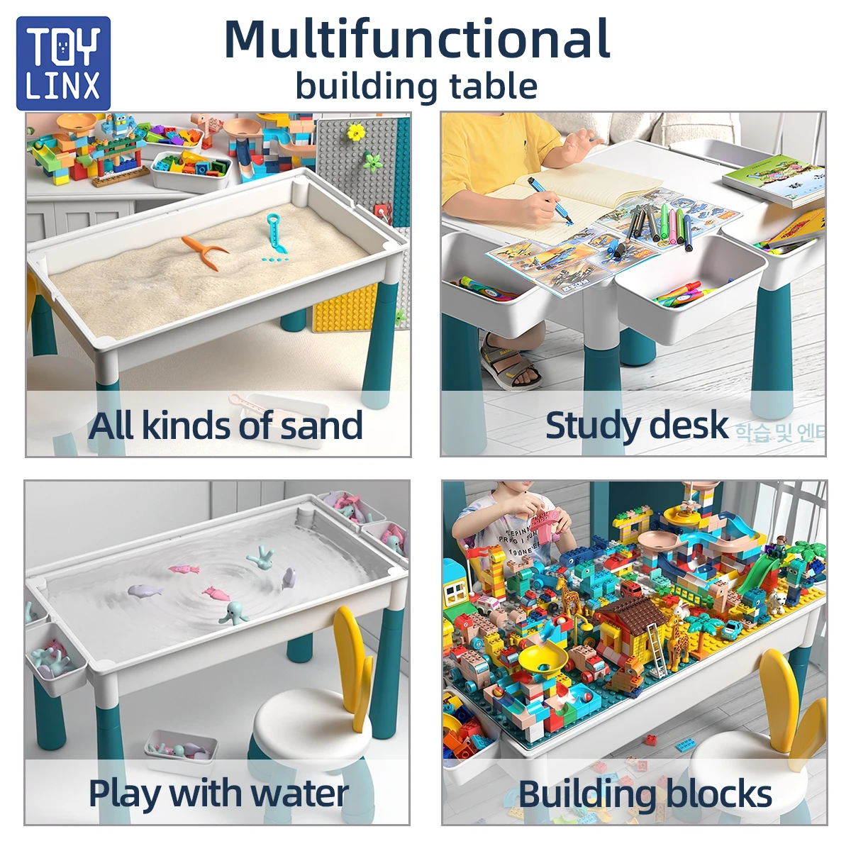 6-in-1 Multi-Purpose Double-Sided Children's Activity Table