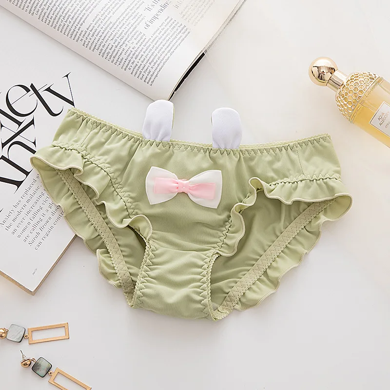 Women Sexy See Through Lace Briefs Seamless Ruffled Bowknot Dots Summer Breathable Stretch Plus Size Lingerie Panties Underpants