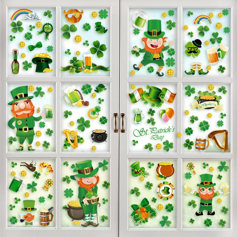 20*30cm St. Patrick's Day Stickers DIY Stereo Glass Wall Stickers Bedroom Decoration Stickers Self-adhesive Wallpaper Stationery