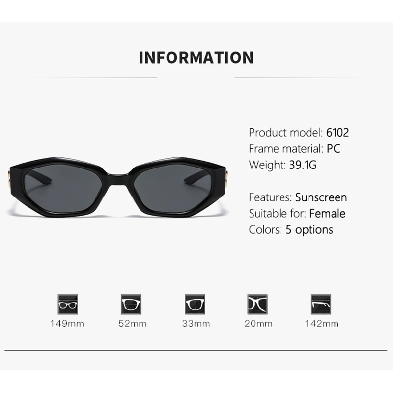 Polygon Retro Sunglasses - Chic Small Square Frame with Slimming Effect