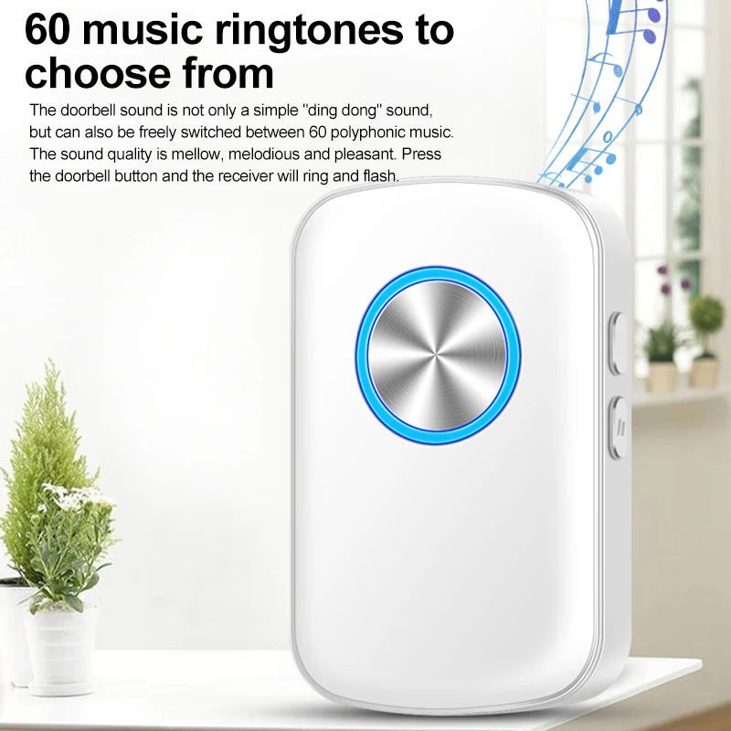 Smart Wireless Doorbell Battery type Door Bell 300M Remote Range 60 Songs Call Bell Home Welcome Chime Bell Kit