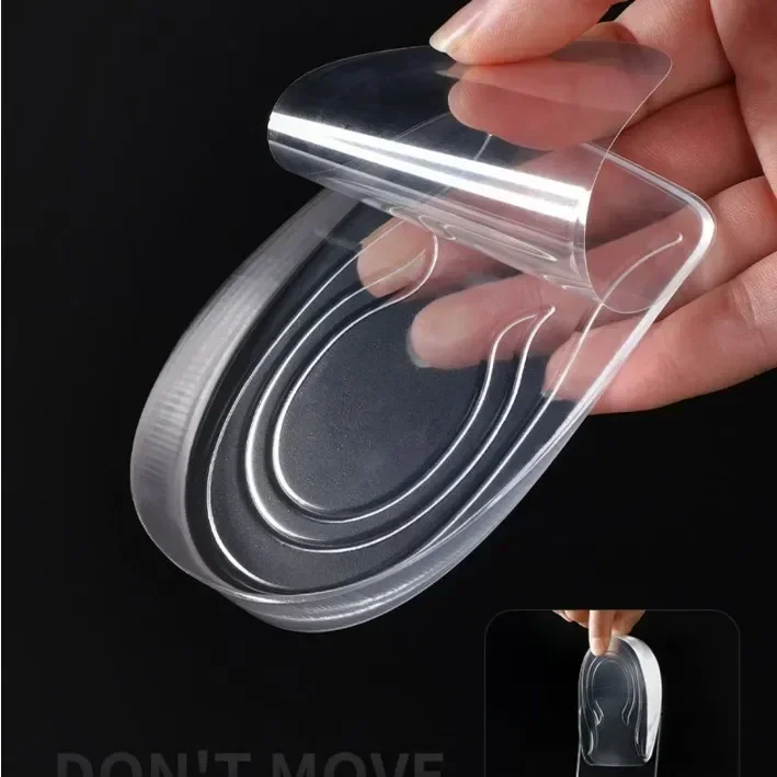 2PCS Invisible Silicone Height Increase Insoles Gel Heel Lifting Inserts Transparent Foot Care Protector Elastic Shoe Insert 3CM shoe insoles heel protector heel protector pads heel insoles heel cushion insole heel cushion protector