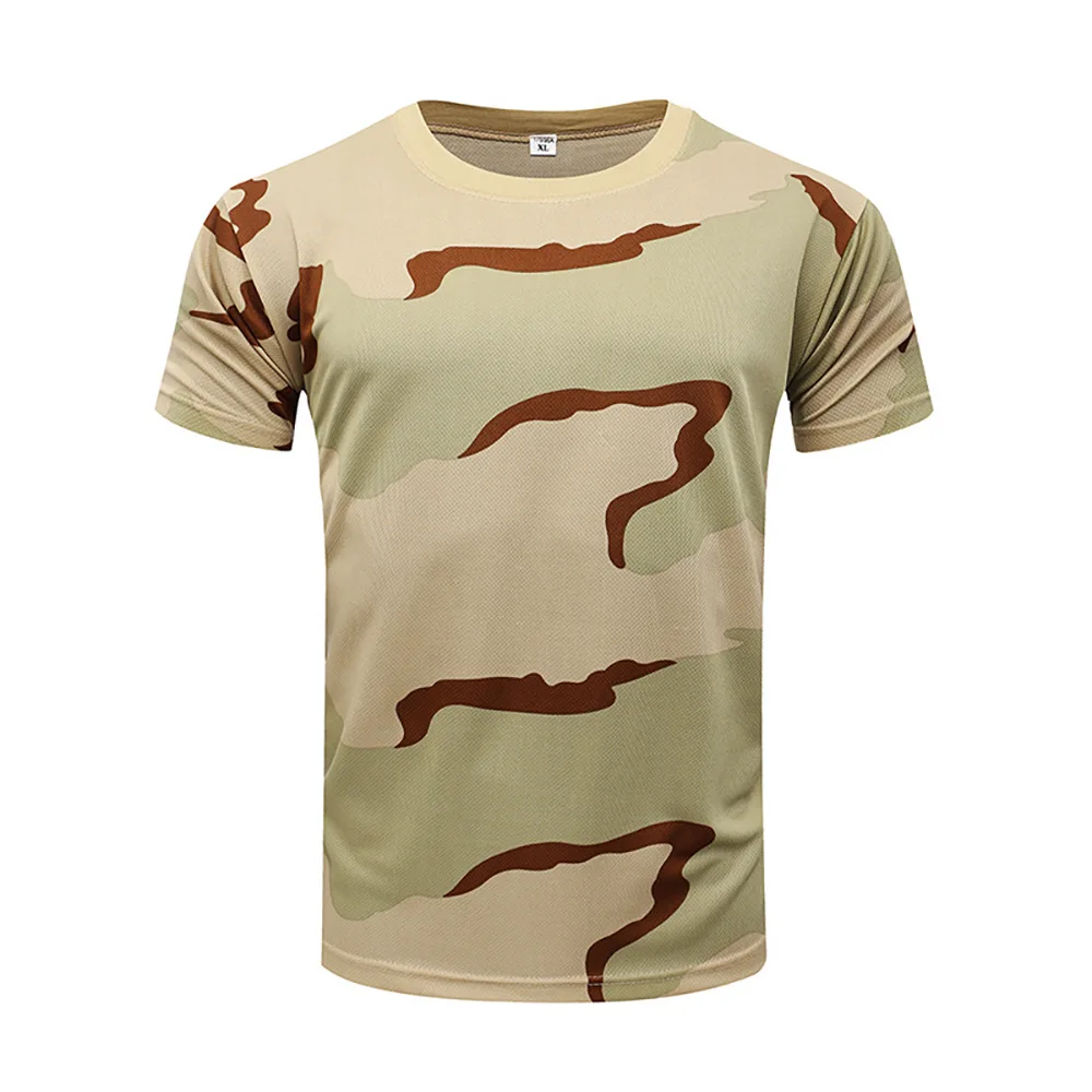 Short-sleeved Camouflage Shirt for Men Quick-drying Shirt Fitness Training Suit Camping Shirt Outdoor Clothing