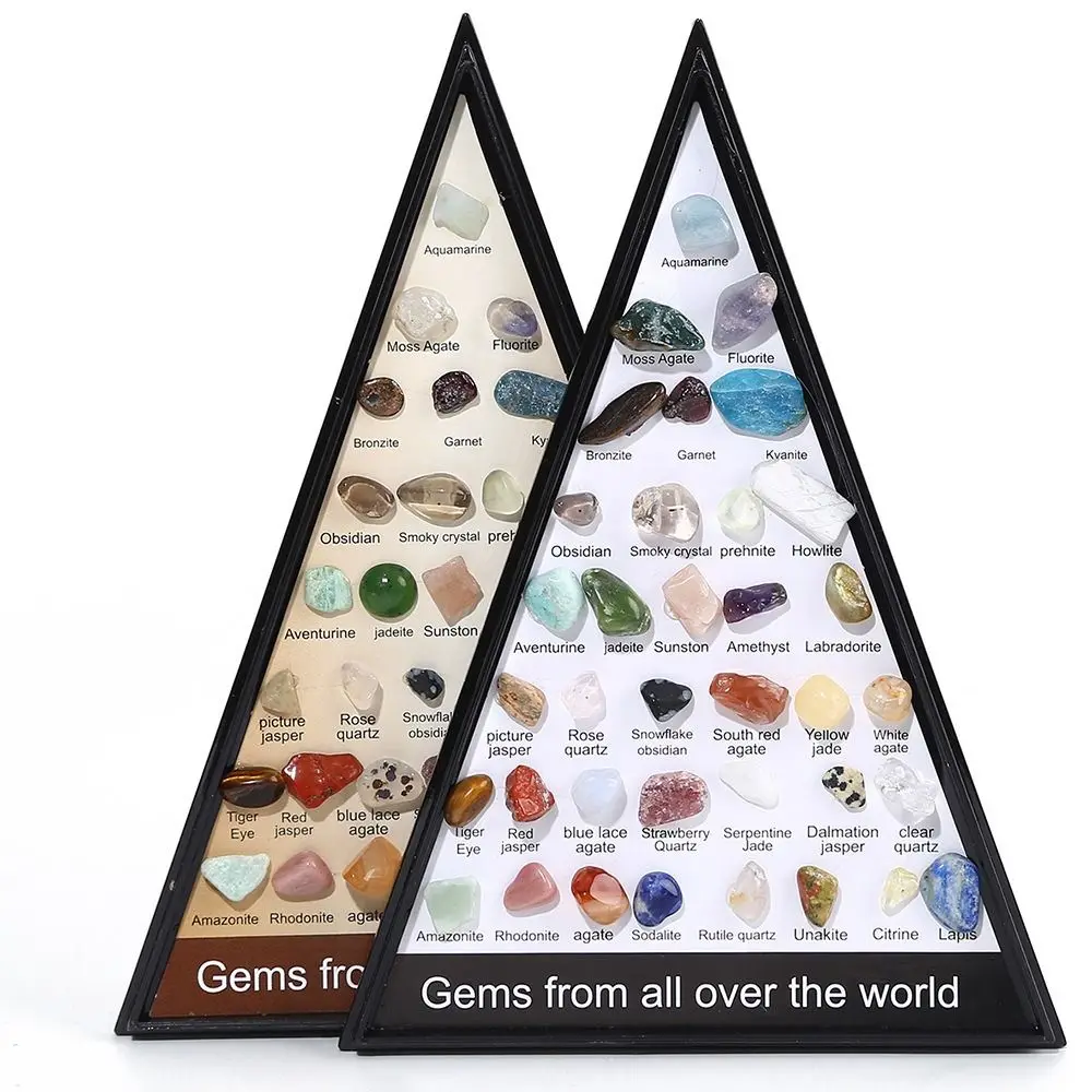Gemstones Natural Crystal Rock Collection Natural Crafts Mineral Rock Polishing Natural Specimens Triangular Set 36 Ore Funny - 2