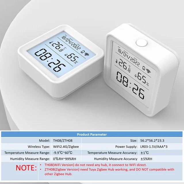 Tuya Zigbee WiFi Temperature Humidity Sensor Hygrometer Thermometer Detector Smart Life Remote Control Support Alexa Google Home 6