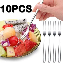 

10 Pcs Fruit Fork Luxury Stainless Steel Cake Dessert Forks Lovely Mini Fork Used for Cake In Party Snail Fork Restaurant 13x1cm