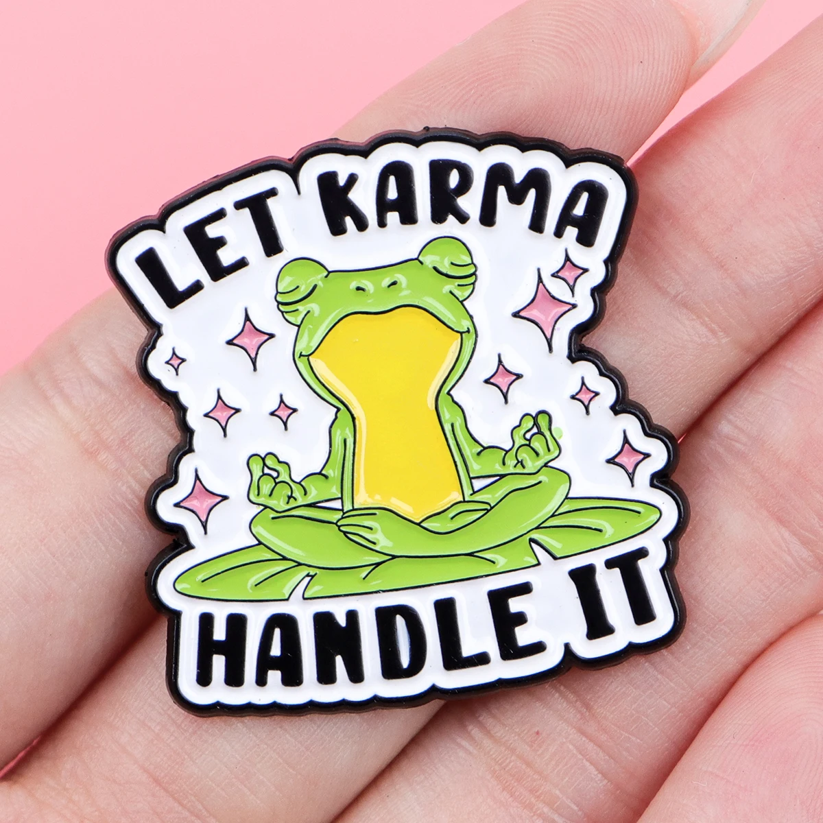 Funny Frog Karma Enamel Pin 4