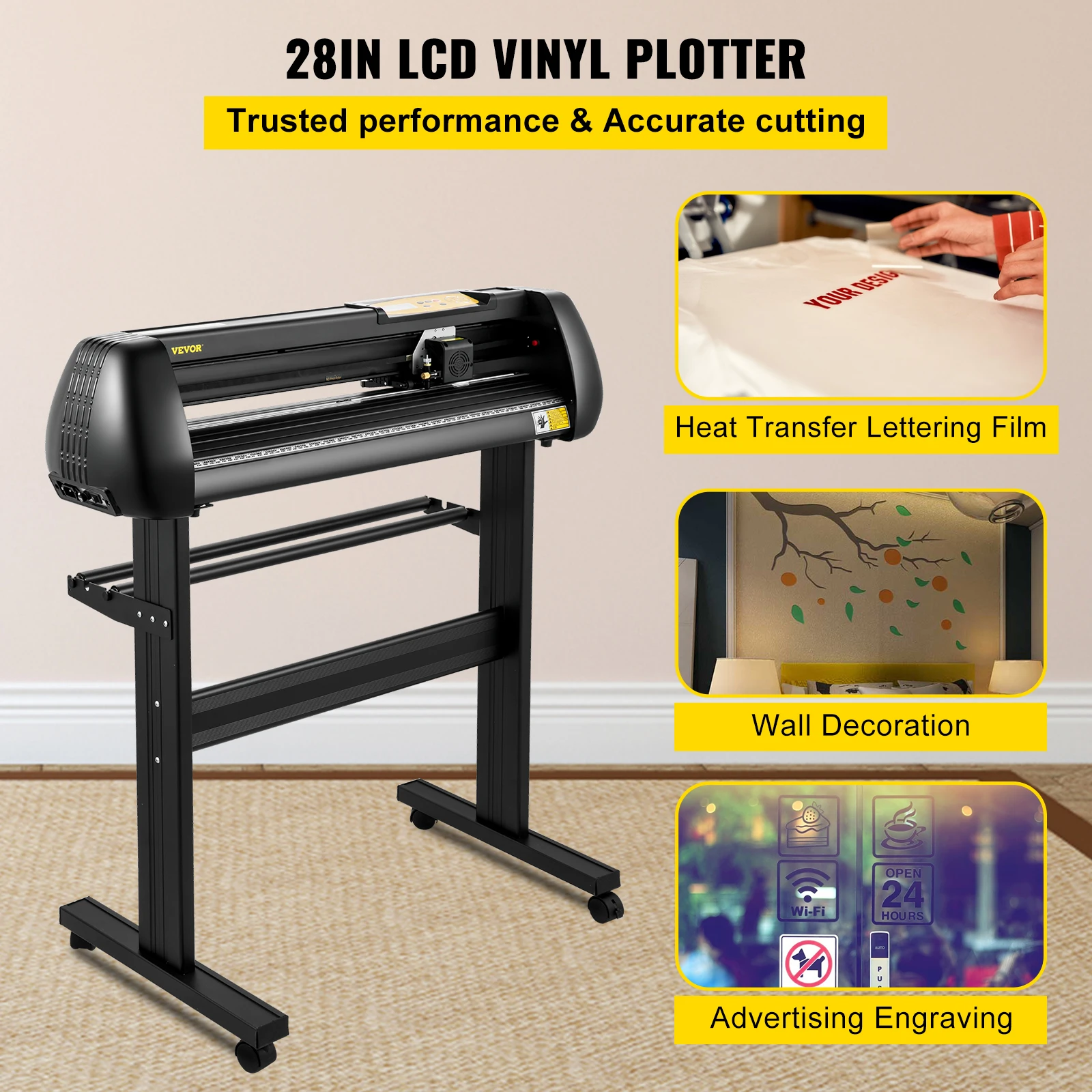 28in Vinyl Cutter Machine Cutting Plotter Adjustable Speed and Force DIY Cutting Machine Kit for Signs Banners Stickers