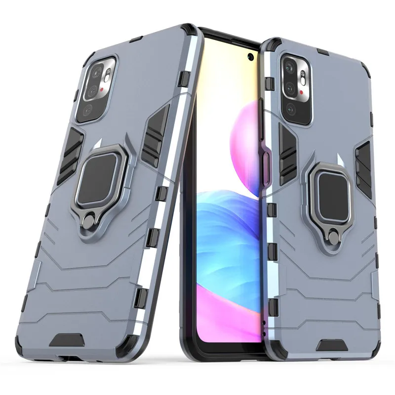 Für Xiaomi Redmi Note 10 10S 10T Pro Max 5G Hybrid Hard PC + Soft TPU Armor Anti-Drop Case Rotierender Ring Ständer Halter Co_voghion.com