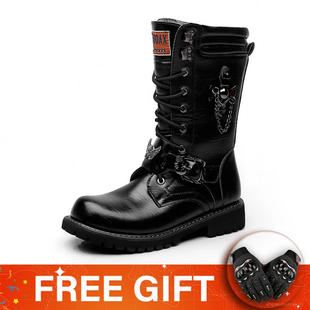 Combat Lace Up Military Army Biker Shoes Motor Men's Water Ankle Boots Leather