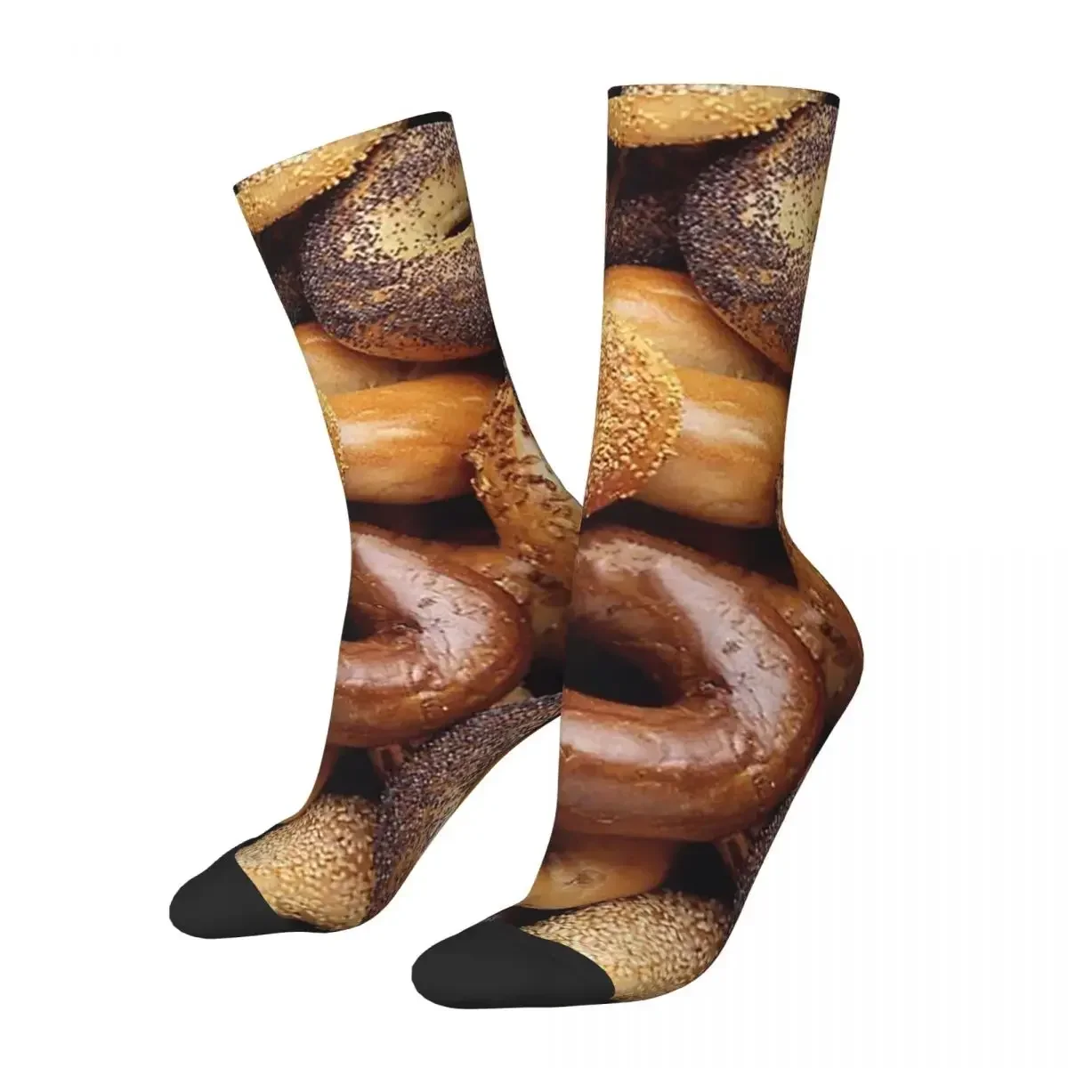 

All About That Bagel Socks Harajuku Sweat Absorbing Stockings All Season Long Socks Accessories for Man's Woman's Christmas Gift