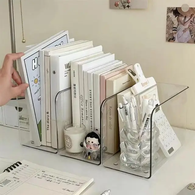 Transparent Book Stand Simple Free Combination U-shaped Book Organizer Acrylic Book Folder Desk Storage Rack Home Office