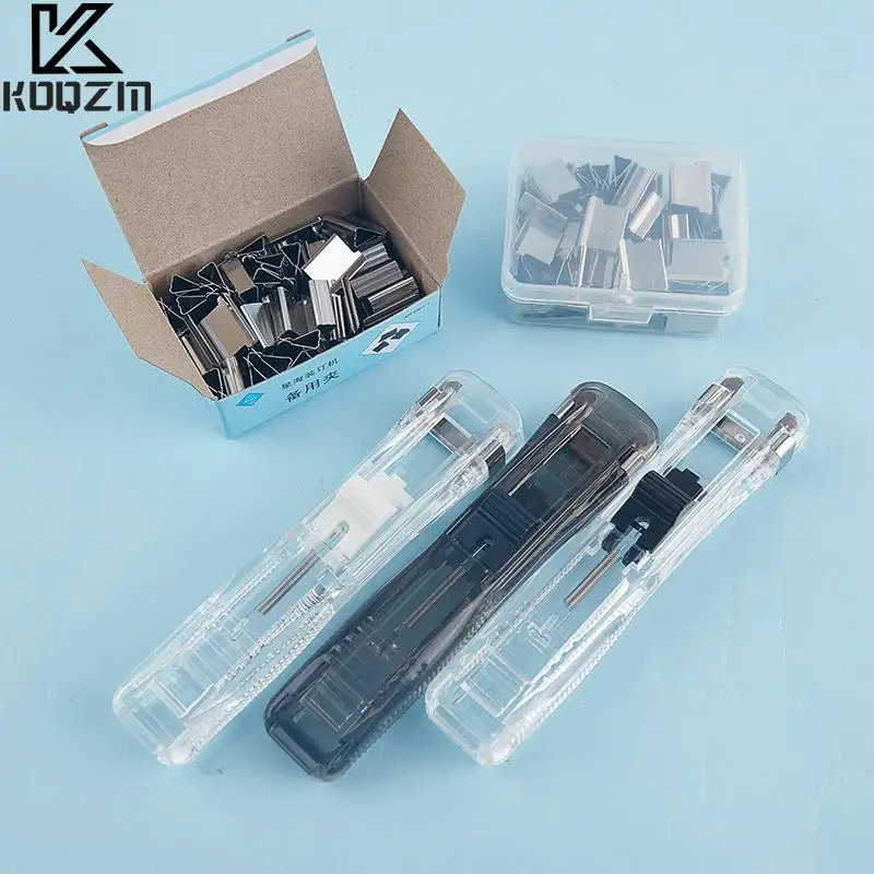 Hand Paper Clipper With Refills Metal Stapler Paper Clips For Document
