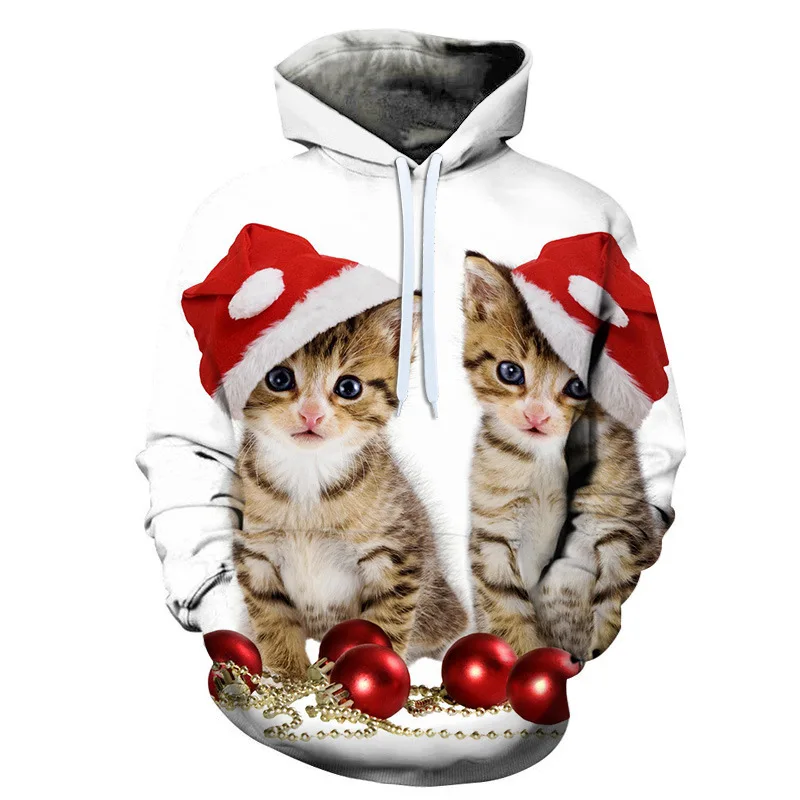 

New Christmas Men's 3D Kawaii Cat Series Printed Graphic Hooded Sweatshirt Women's Casual Fashion Y2K Hoodies Couple Sportswear