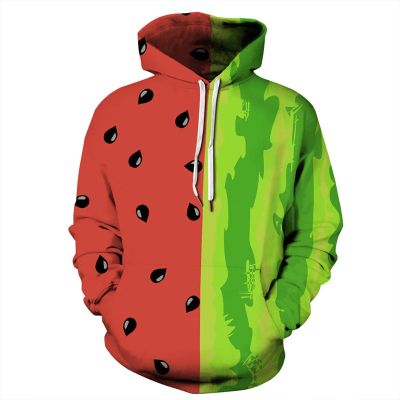 

New 3D Fruits Foods Printing Hoodies For Men Watermelon Graphic Hooded Sweatshirts Children Fashion Funny Pullovers Y2k Clothing