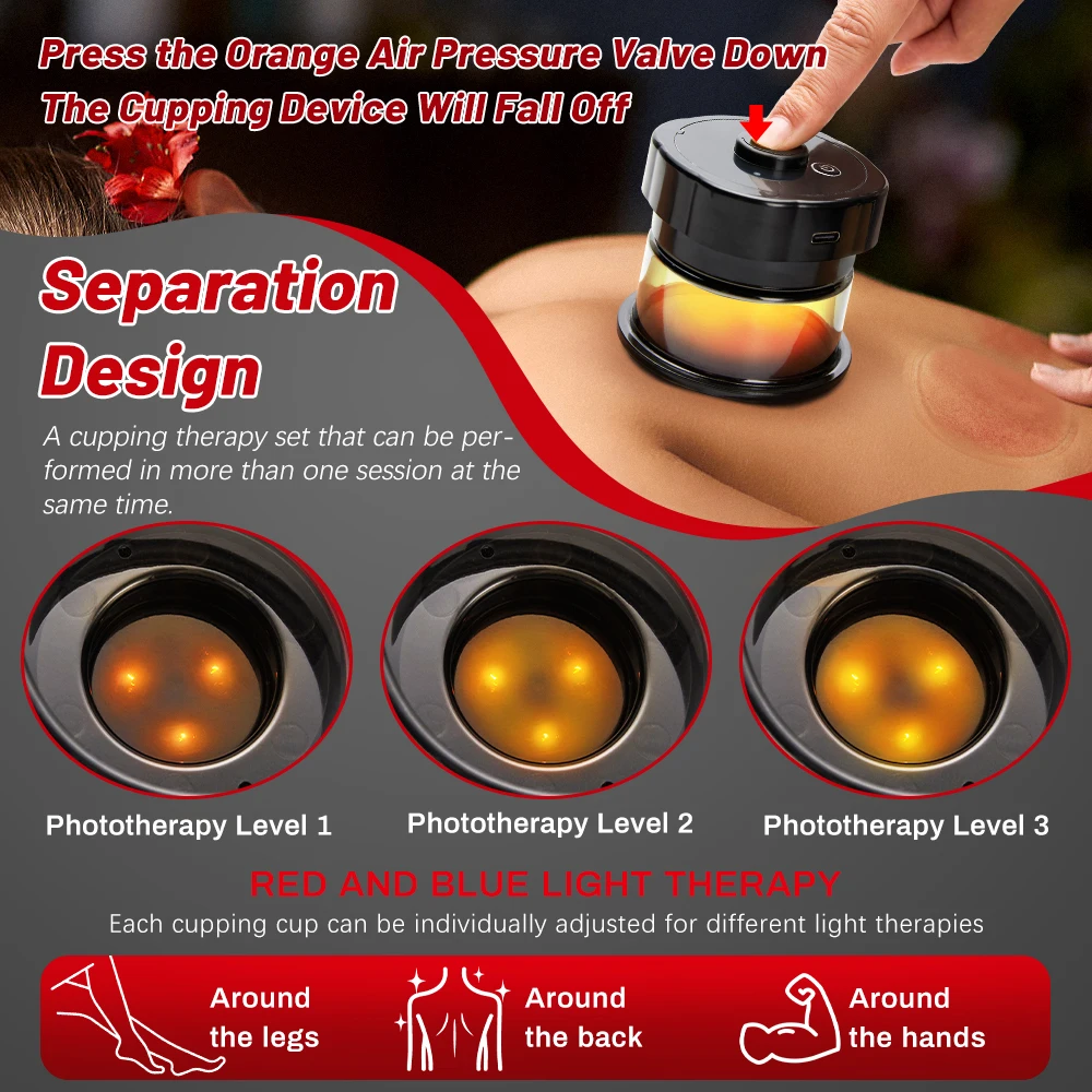 8 Cups Electric Cupping Massager Gua Sha Vacuum Suction Cups Ems Anti Cellulite Scraping Fat Burner Body Massager