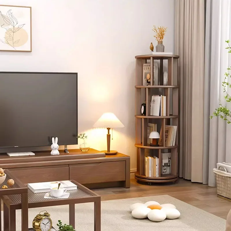 Vertical Vintage Rotating Bookcase Miniature Wood Miniature House Rotating Bookcase Storage Mueble De Cuarto Room Furnitures