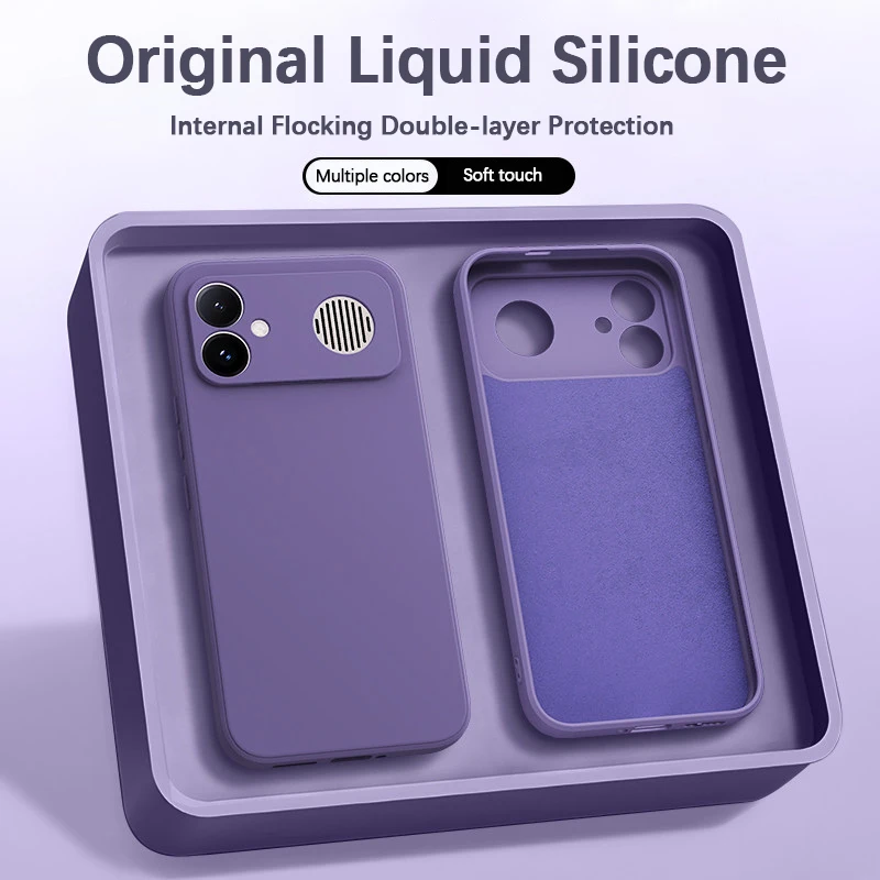 Premium Liquid Silicone Phone Case with Square Camera Protection - Soft Fashion Classic Design, High-Quality Bumper Cover