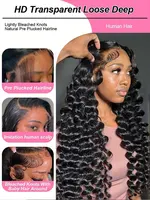 Perruques Lace Front 13x6 HD Loose Deep Wave en Cheveux Humains, Noir Naturel, Cheveux Humains Brésiliens, Perruque Frontale Water Deep Wave en Cheveux Humains 5