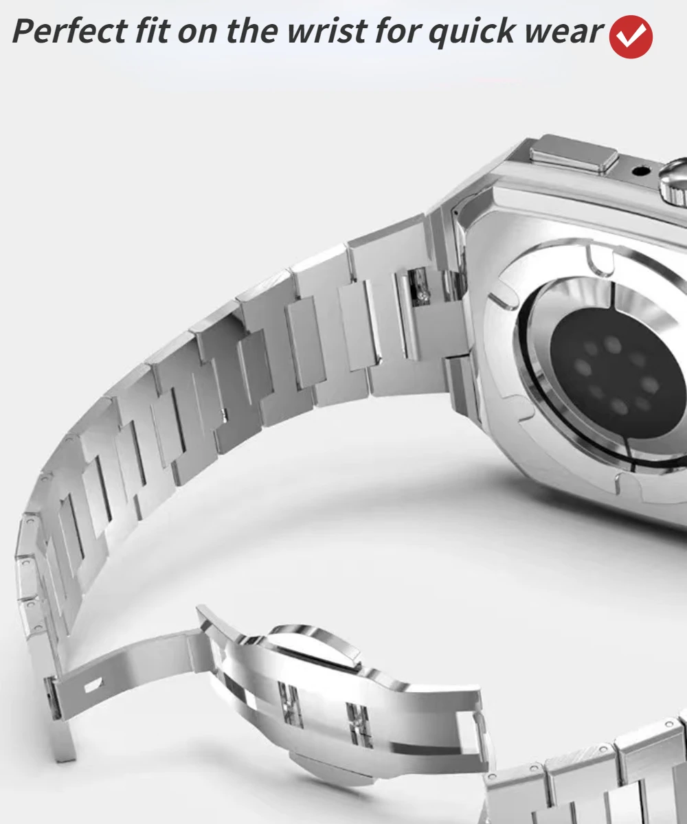 Metal Smart Watch Set Strap For Apple watch 8 7 45mm Stainless Steel Drop Protection Trend Wristband For iwatch series 6 SE 44mm