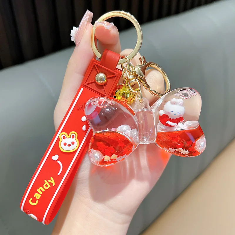 Creative New Floating Hug Love Rabbit Ball Disc Quicksand Key Chain Bag  Pendant Cute Heart Sequins Lollipop Liquid Keyring Gift - Key Chains -  AliExpress