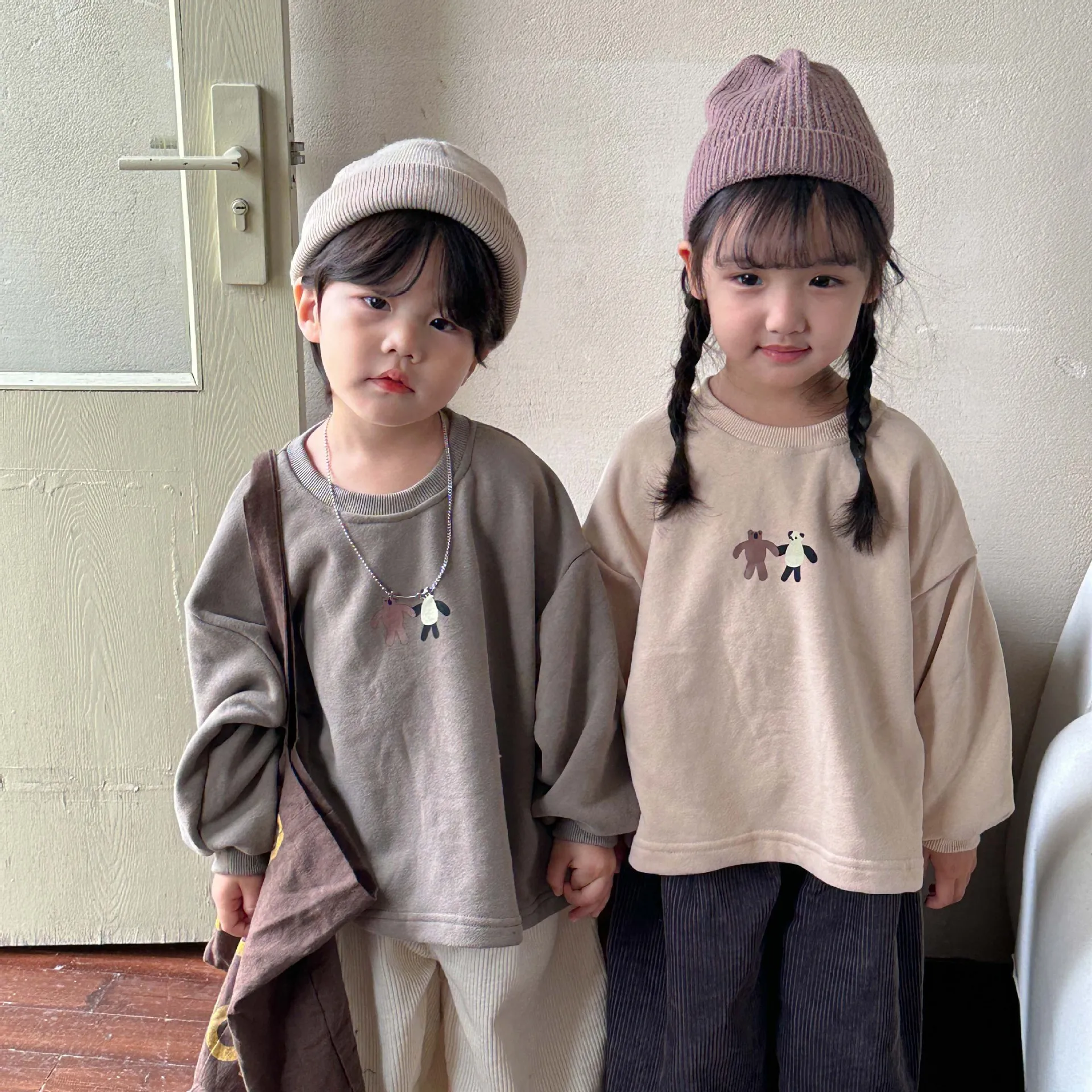 

Children Clothing Fleece Hoodie Spring and Autumn Girls Loose Korean Style Boy New Fashionable Casual Simple Baby Top Hoodie