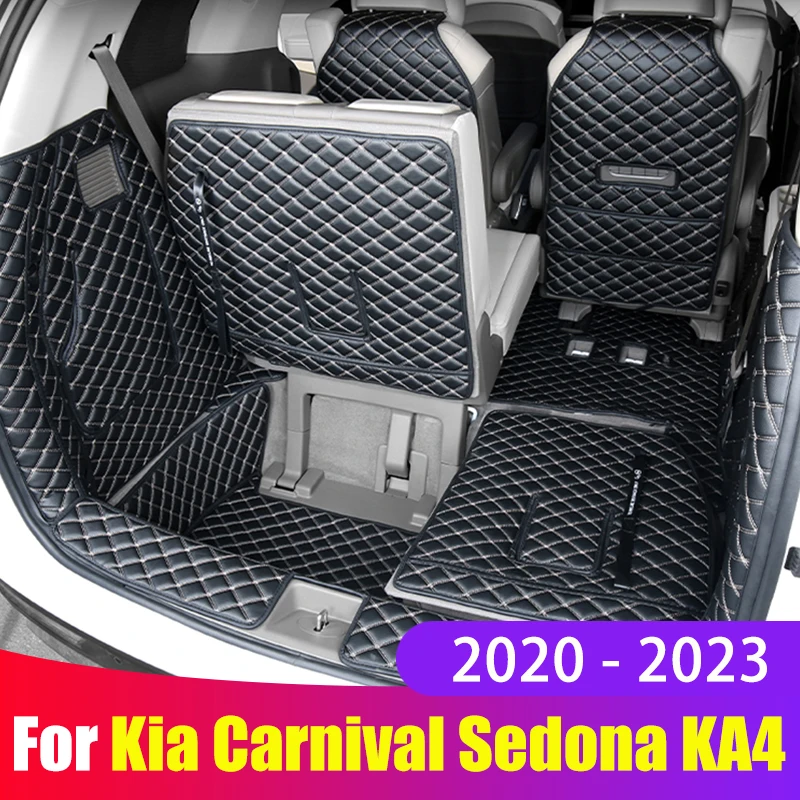 Leather Car Trunk Mat Cargo Liner Pads For Kia Carnival Sedona KA4 2020 2021 2022 2023 Boot