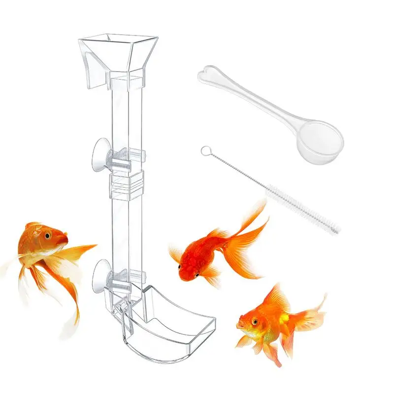 thumbnail image 2 of Tropical Fish Food Aquarium Feeding Dish Set - Clear Shrimp Food Dish With Tube & Cleaning Brush Shrimp Food Feeder 2 of 13