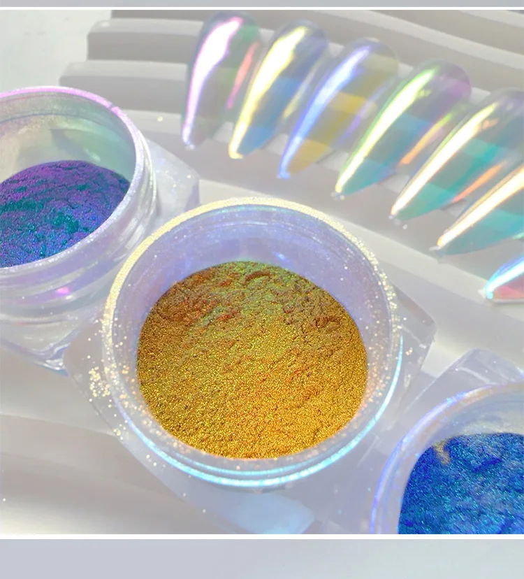 BOKO Aurora Nail Fine Glitter Mirror Effect Powder Iridescent Rub Dust Mermaid Chameleon Manicure Decoration For UV Gel Polish