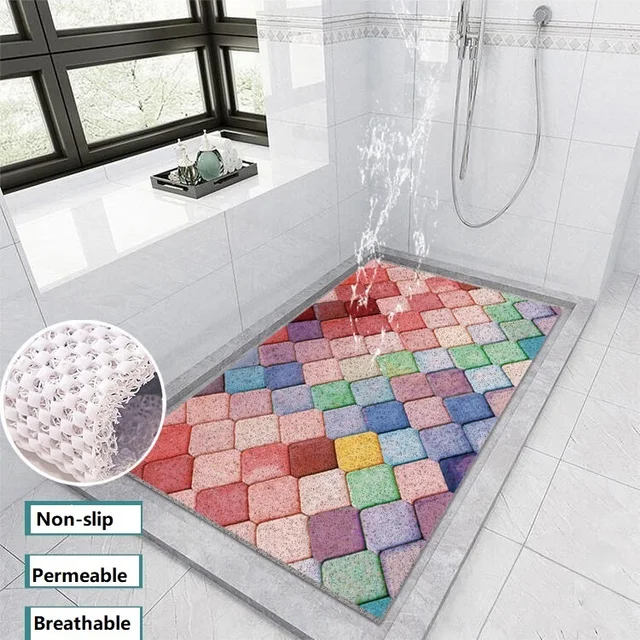 Permeable Non-slip Plastic PVC Upholster Bathroom Door Mat: A Stylish and Practical Addition to Your Shower Room