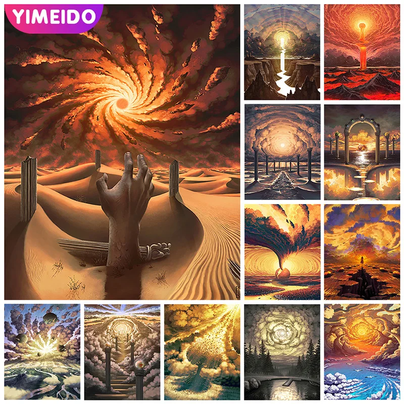 YIMEIDO 5D AB Diamond Painting Palm Sunset Full Drill Square Round DIY Embroidery Landscape Art Rhinestones Mosaic Gift |