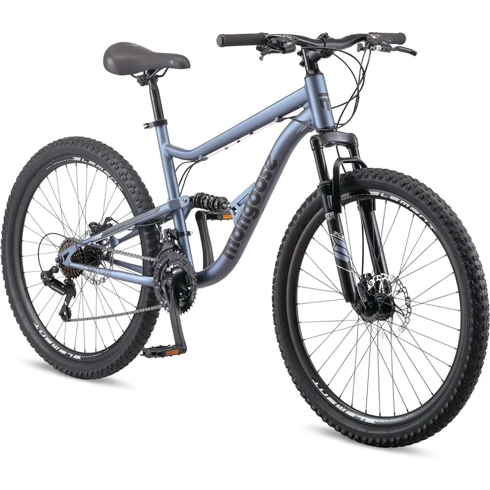 

Status Youth and Adult Mountain Bike, 24-27.5-Inch Wheels, 21 Speed Trigger Shifters, Aluminum Frame, Dual Suspension,Cycling