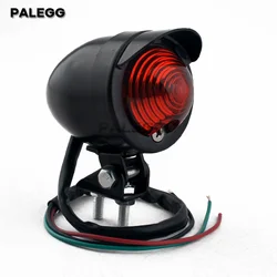 Enhanced Retro Universal Motorcycle Rear Light with Visor Tail Lamp and Indicator (Black)