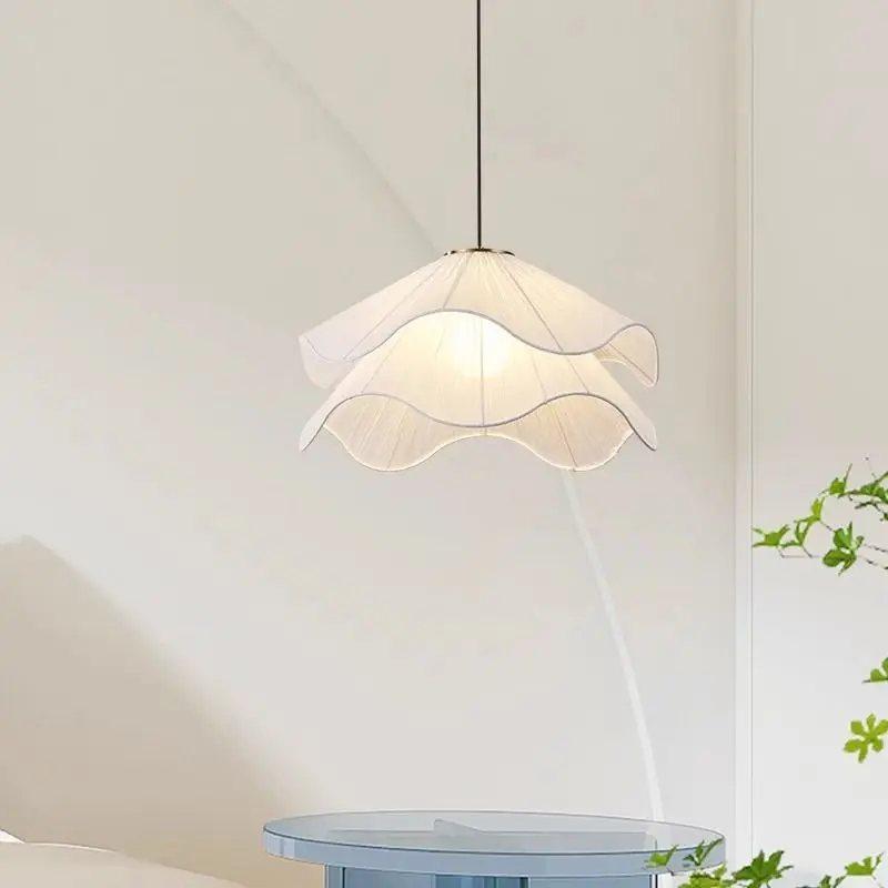 Cream Restaurant Chandelier Design Creative Unique French Vintage Living Room Bedroom Minimalist Fabric Petal Niche New Arrival