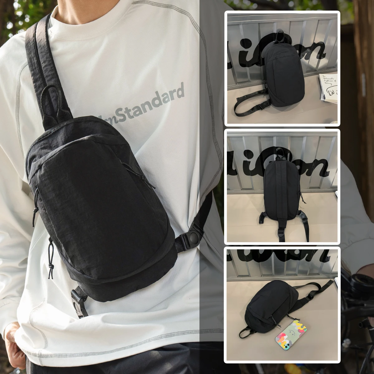 Chest Bag Women's Large-Capacity Sports Pure Color Small Backpack Lightweight Student Crossbody Bag Multi-Functional Casual Shoulder Bag Cycling Waist Bag Outdoor Mountaineering Bag Climbing and Fishing