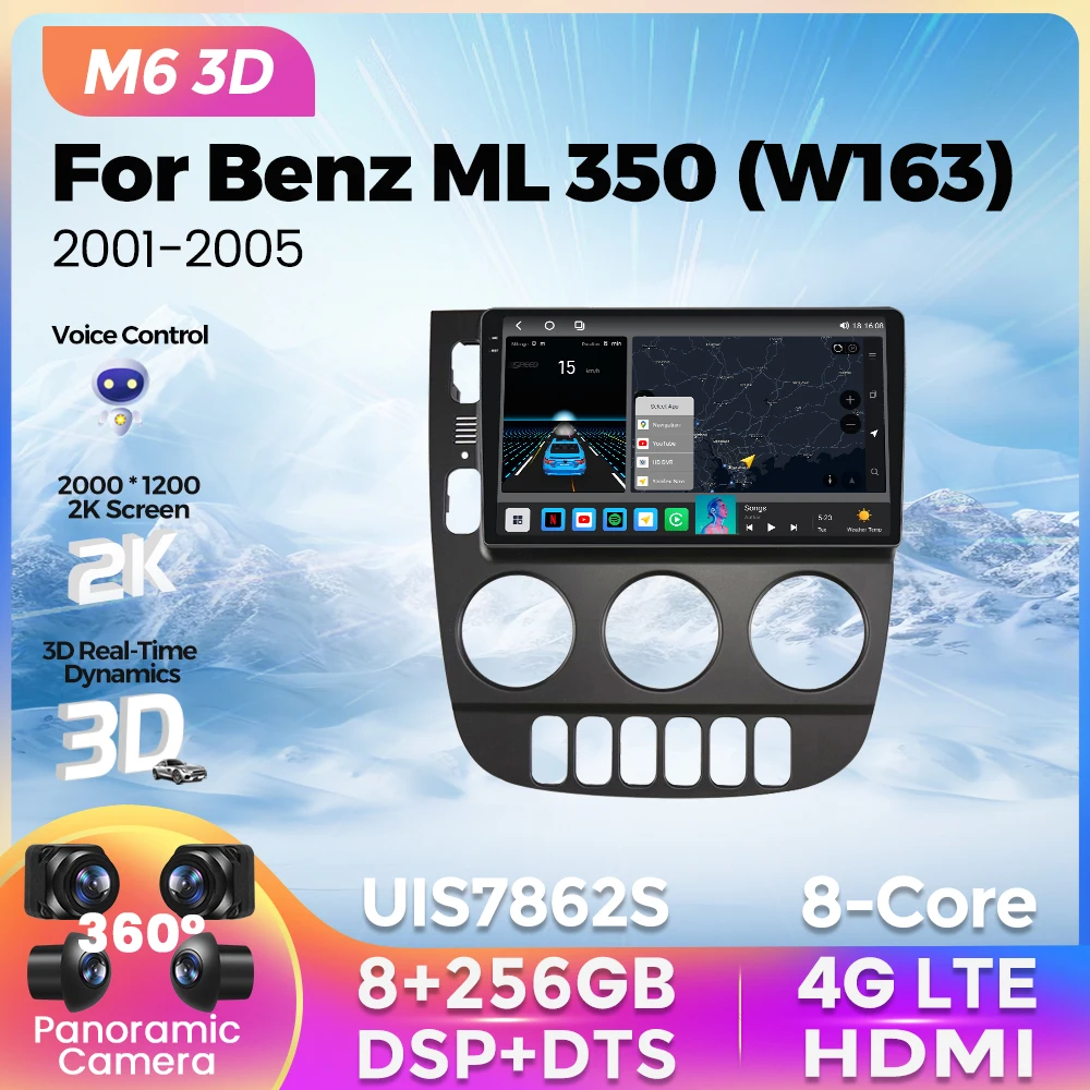 

Автомагнитола FYT 7862S 8 + 256G Android 12 для Mercedes Benz M-Class W163 ML 320 2001 2002-2005 GPS Беспроводная Carplay Auto BT5.1 2Din