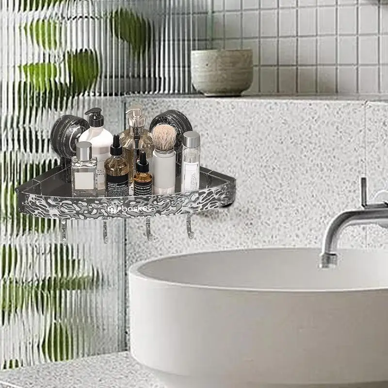 Bathroom Shelf Rack Storage Rack Wall Shelf Organizer Clear Bathroom Shower Organizer No Drilling Suction Cup Wall Mounted Drain Rack