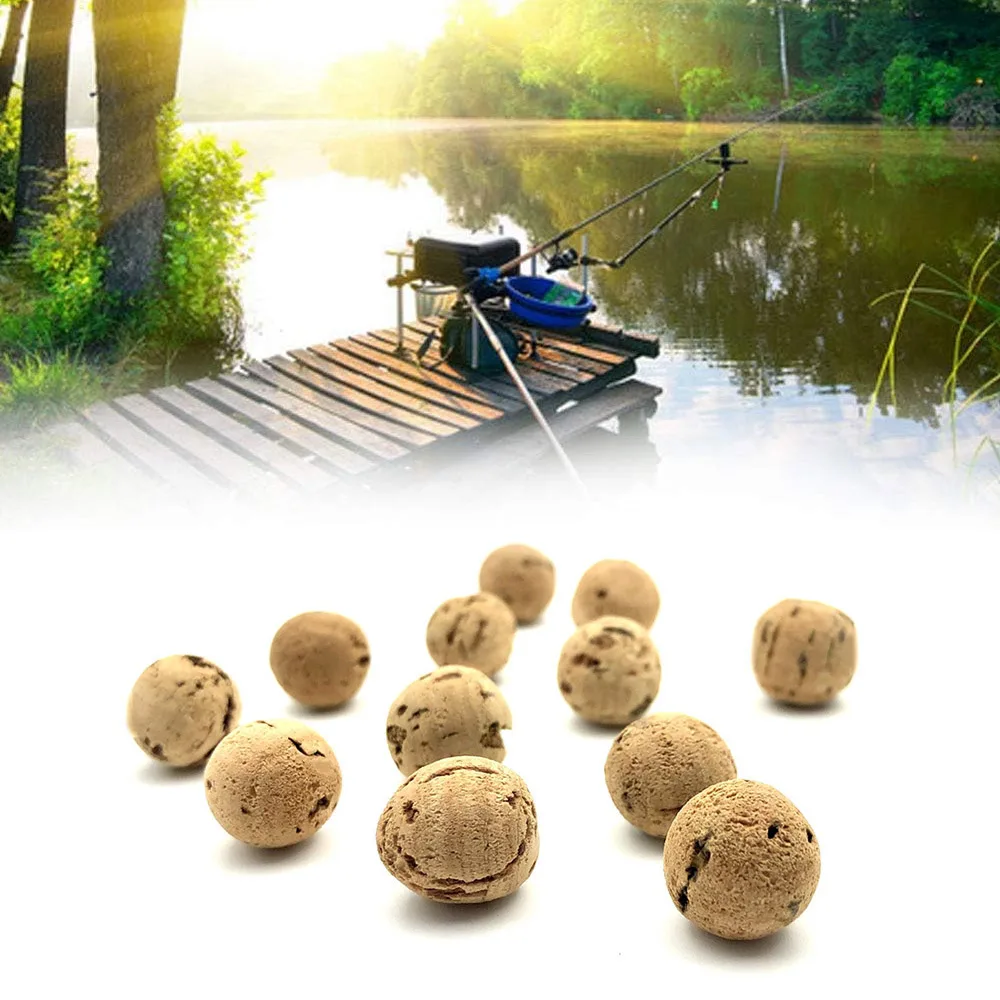 Description Picture 4 of item20x Floats Natural Cork Ball Unfill Beads Beans Carp Fishing Boilies No Smell Lure Floating Bottom Hair Rig Fishing Bait