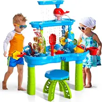 Kids Sand and Water Table Toy 3-layer Outdoor Beach Toy Water and Sand Game Table Suitable for Kid Aged 3-5 Years Old for Play 1