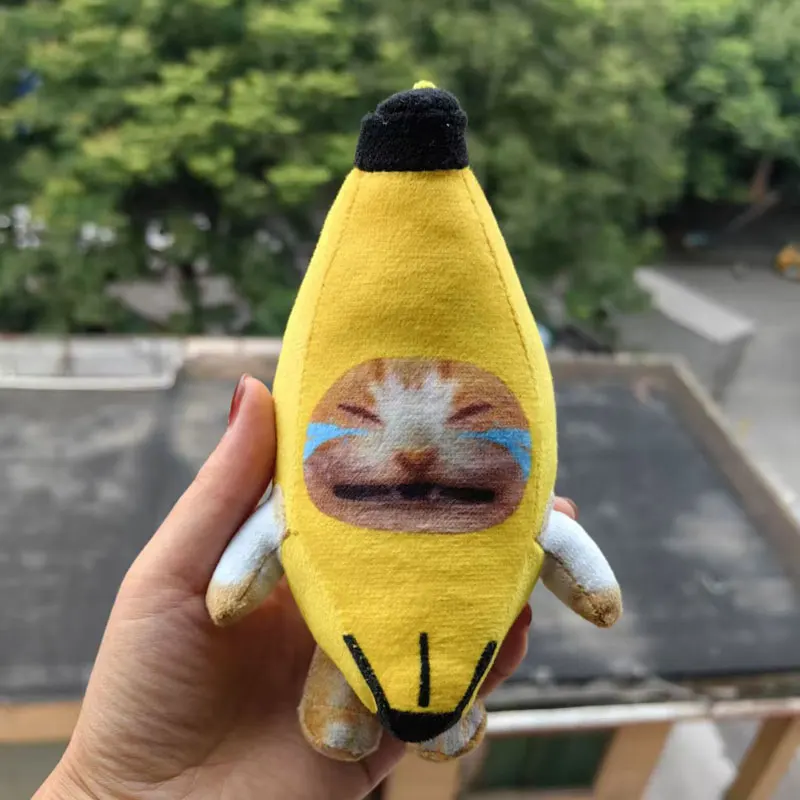 17cm 바나나 고양이 인형 펜던트 열쇠고리 울고 있는 행복한 바나나 고양이, 1개/팩