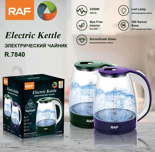 Raf Electric Borosilicate Glass And Steel Hot Tea Water Kettle - 2-liter  2000w Fast Boiling Cordless With Led Light - Electric Kettles - AliExpress