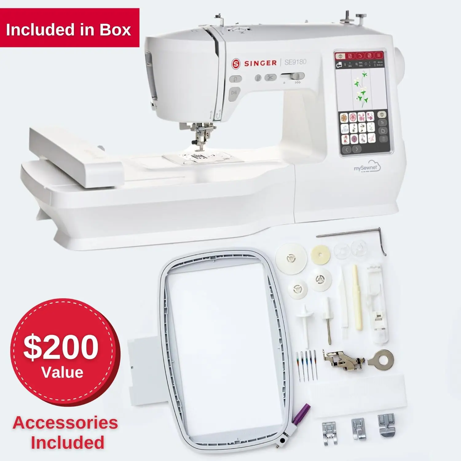 Sewing and Embroidery Machine Automatic Needle Threader Large Embroidery Area Easily with The Push of A Lever.
