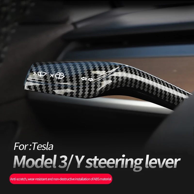 

For Tesla Model 3 Y Column Gear Shift Cover Steering Lever Handle Protection Shifter Paddle ABS Carbon Fiber Accessories