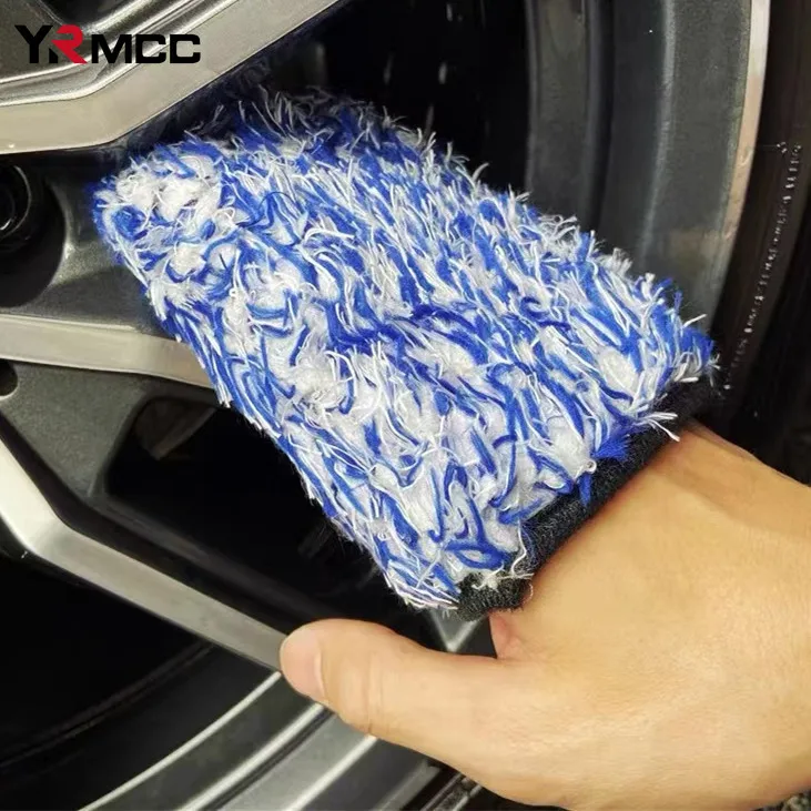 1Pc Microfiber Car Wash Glove Super Soft Thick Two-sided Detailing Pocket Auto Wheel Hub Rim Cleaning Mitt Car Wash Accessories