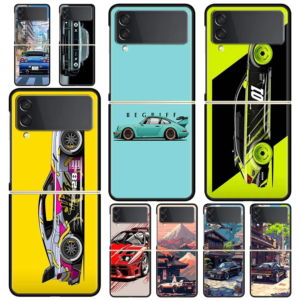 JDM Tokyo Drift Sports Car Black Folding Phone Case
