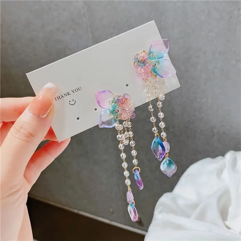 New Korean Shiny Heart Crystal Drop Earrings For Women
