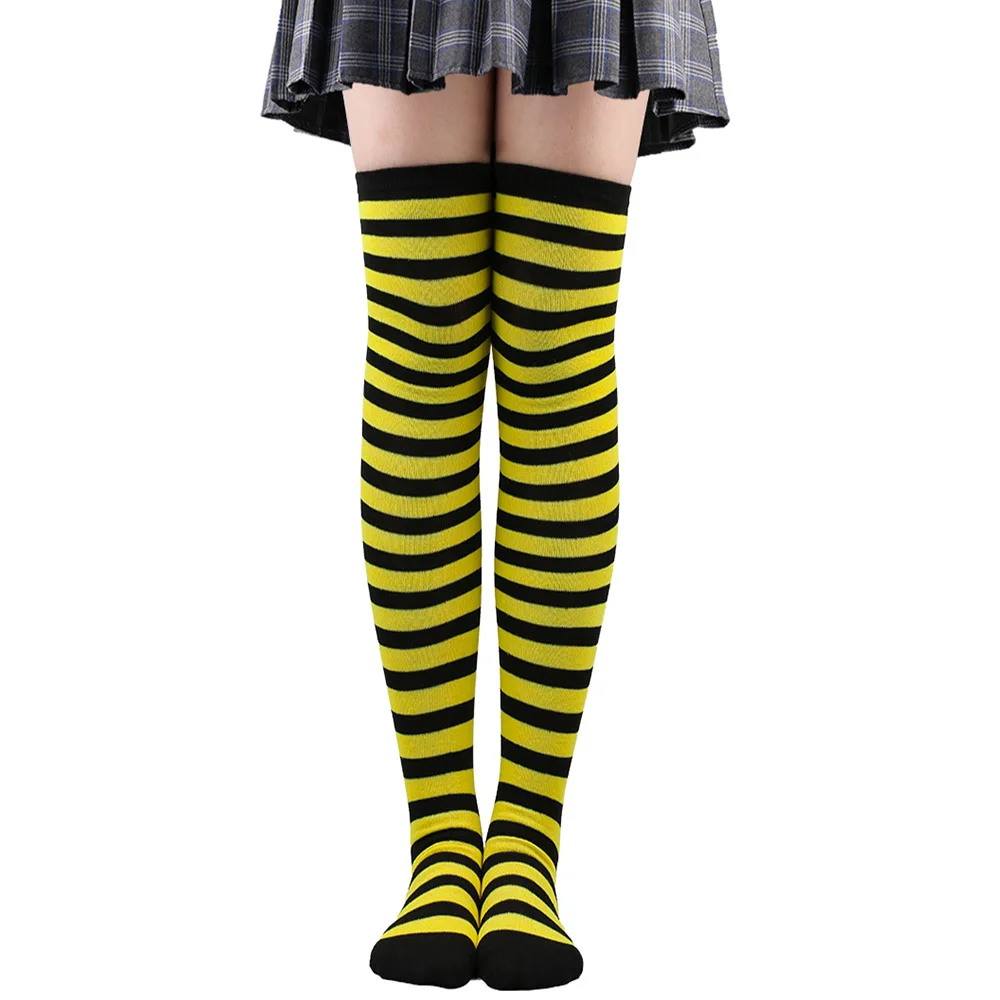 Gestreifte lange Socken für Damen, über dem Knie, hohe Strümpfe, Weihnachten, Halloween, Cosplay, Anime, Performance, Party, Nadelstreifen-Socken, Geschenke, Neu – Detail 16