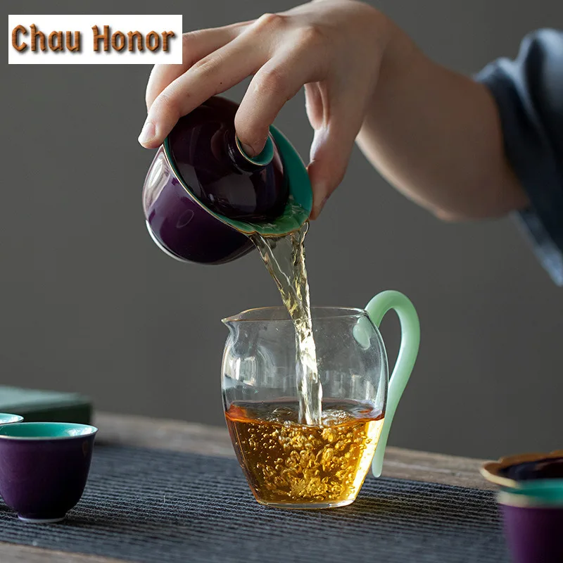 125ml Handmade Purple Glaze Ceramic Tea Tureen Chinese Imperial Palace Style Tea Maker Gaiwan Kung Fu Puer Tea Set Tea Ceremony
