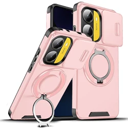 360 - Degree Rotating Magnetic Phone Case with Camera Protection - Poco x7 pro (Pink)